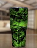 Burning Green Skull Stainless Tumbler